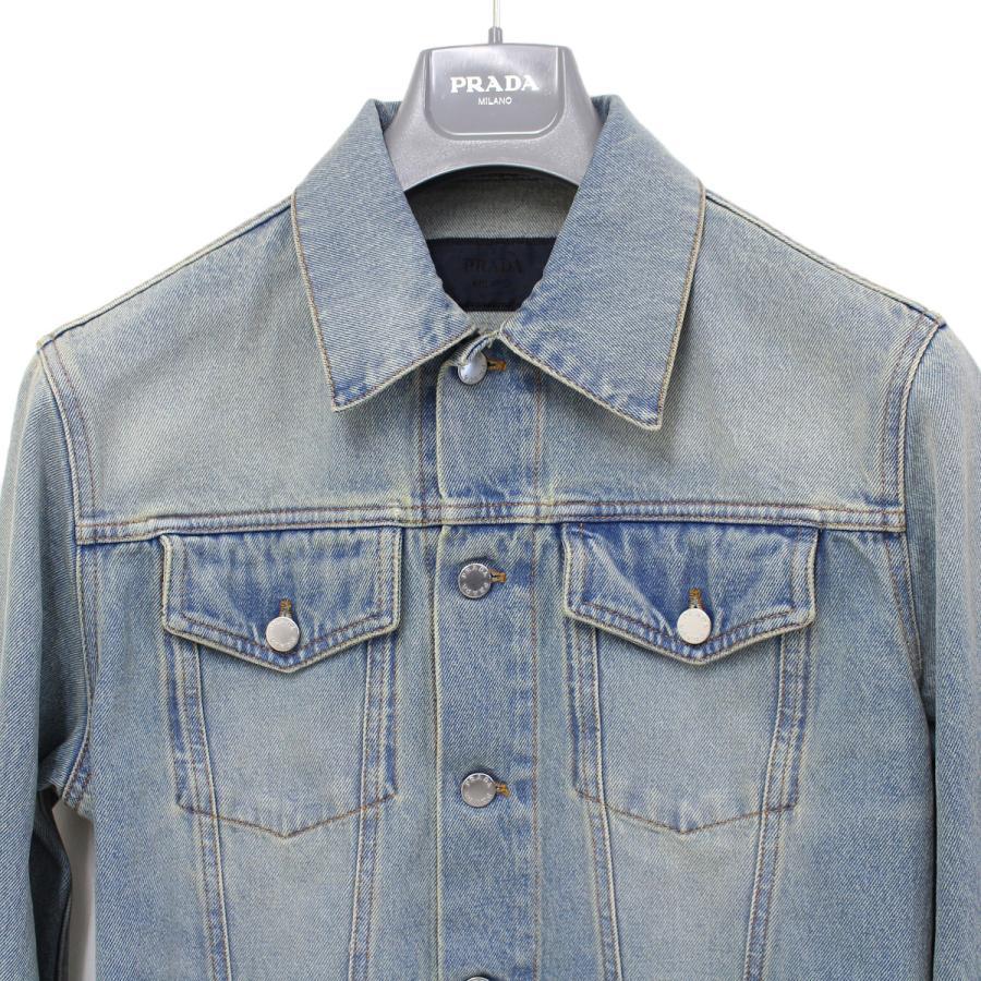 送料無料 3 PRADA プラダ GEB227 12K1 LIGHT BLUE デニムブルゾン ジャケット size Mの画像
