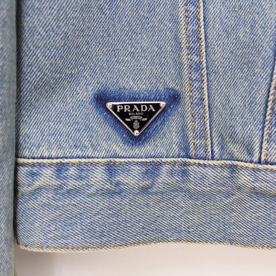 送料無料 3 PRADA プラダ GEB227 12K1 LIGHT BLUE デニムブルゾン ジャケット size Mの画像
