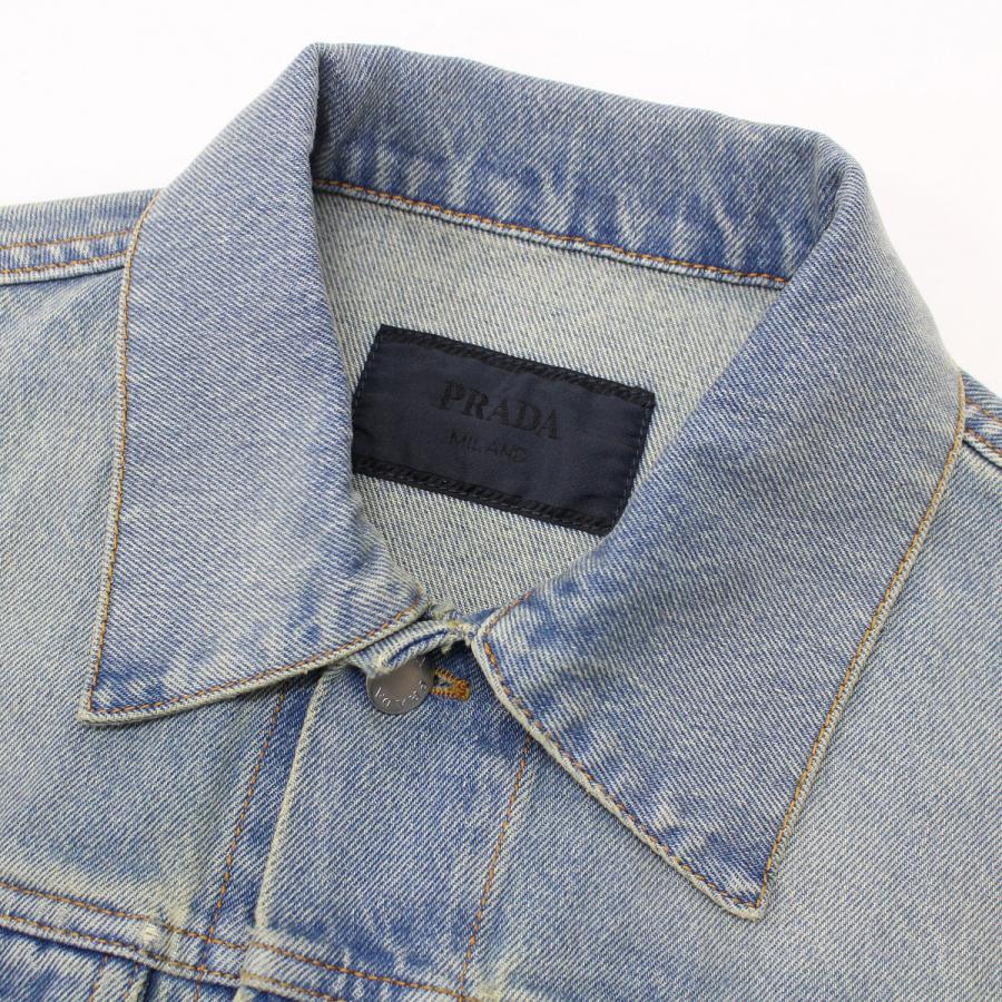 送料無料 3 PRADA プラダ GEB227 12K1 LIGHT BLUE デニムブルゾン ジャケット size Mの画像