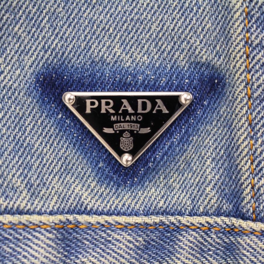 送料無料 3 PRADA プラダ GEB227 12K1 LIGHT BLUE デニムブルゾン ジャケット size Mの画像