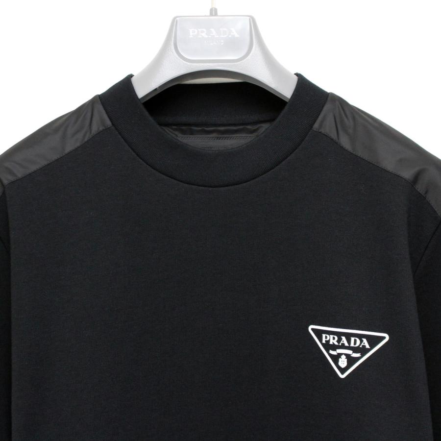 送料無料 2 PRADA プラダ UJL21A 10UF ブラック ロゴ スウェット トレーナー size XLの画像