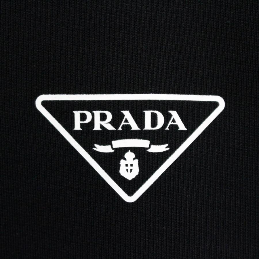 送料無料 2 PRADA プラダ UJL21A 10UF ブラック ロゴ スウェット トレーナー size XLの画像