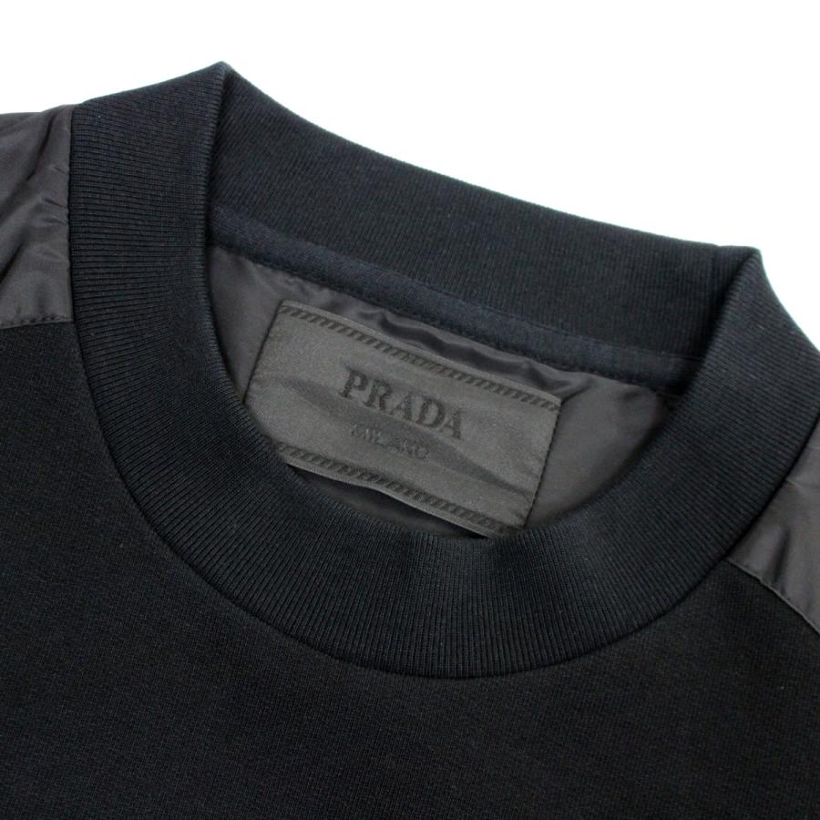 送料無料 2 PRADA プラダ UJL21A 10UF ブラック ロゴ スウェット トレーナー size XLの画像