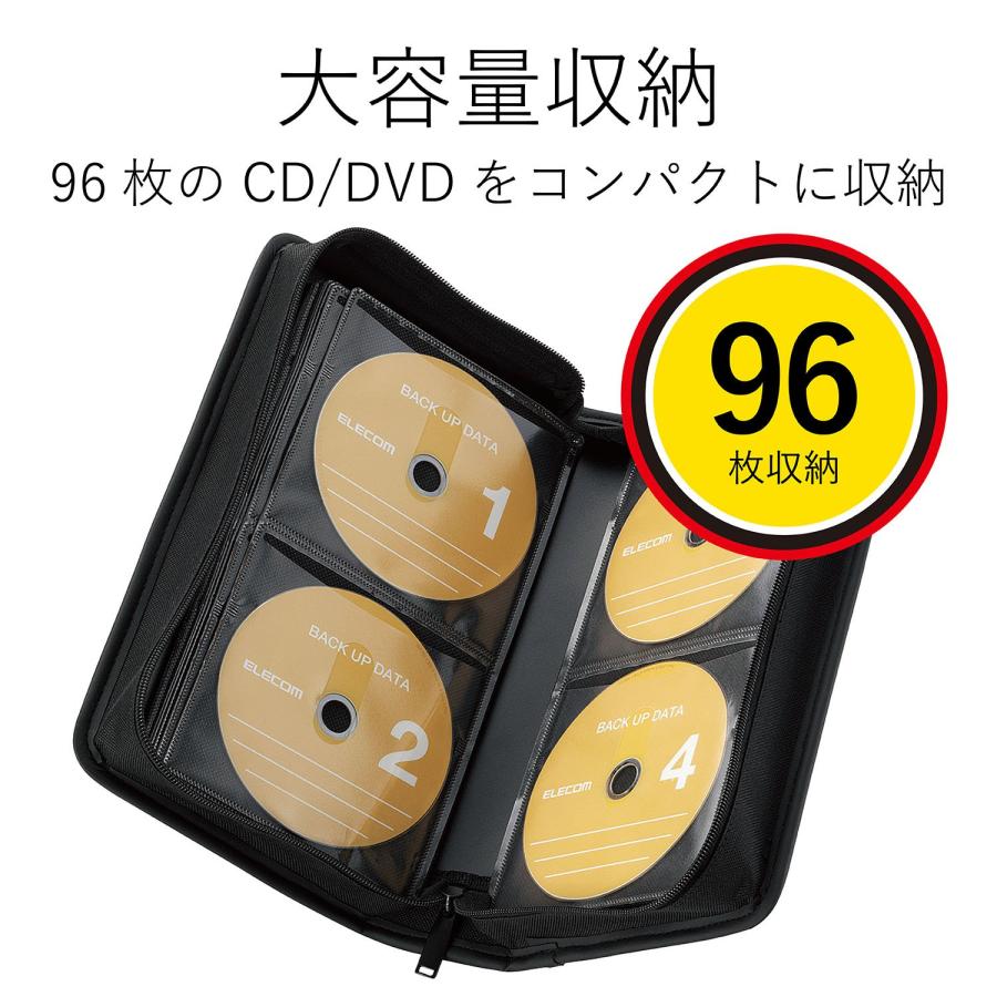 エレコム DVD CDケース ウォレット ファスナー付 96枚収納 CCD-SS96BK｜ysnex｜02