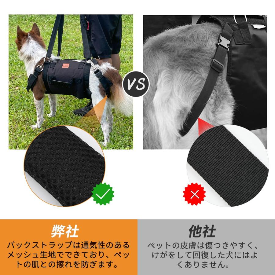 LOOBANI 犬 ハーネス 犬 歩行補助ハーネス 老犬の前脚と後脚の補助 けが 介護 リハビリにも利用可能 安定調節ショルダーストラップ付き 下部｜ysnex｜03