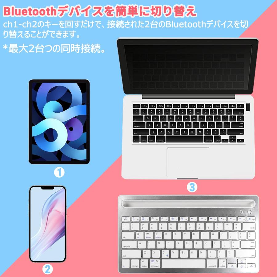 Fmlyhom Bluetoothキーボード ワイヤレスキーボード iPad/iphoneキーボード かわいい オシャレ スタンド機能付き タブレッ｜ysnex｜03