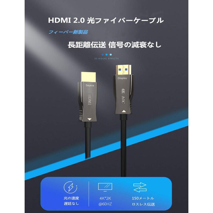 HengYu 4K HDMI ケーブル 10m 光ファイバーケーブル プレミアム 4K 60P HDR Ultra HD 3D YUV4:4:2 超｜ysnex｜02
