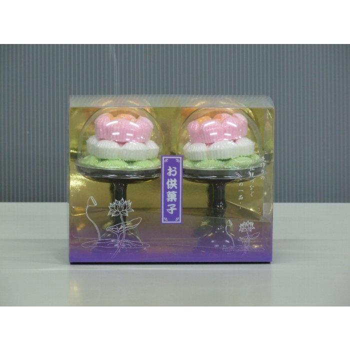 高坏付御供菓子 蓮重ね 三段 一対 送料別 二個 落雁 蓮華 お菓子 お盆