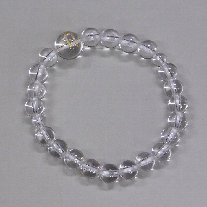 観音菩薩 水晶 腕輪 腕念珠 金彫り 内円周15.5cm 親玉10mm 主玉 8mm 二