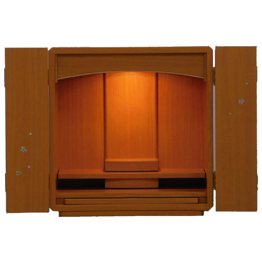 上置 仏壇 ミニ モダン 螺鈿入 ナチュラル色 あかね 14号 高41.3cm