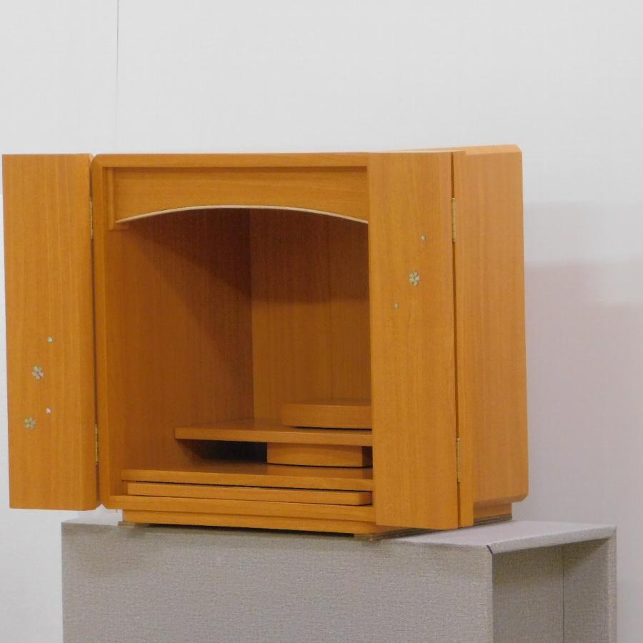 上置 仏壇 ミニ モダン 螺鈿入 ナチュラル色 あかね 14号 高41.3cm