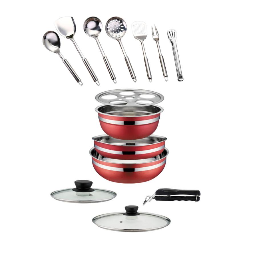 取っ手 が 取れる 鍋セット ステンレス製 Ihガス火対応 焦げ付かない カラフル調理器具 14点セット おしゃれ 割引 送料無料 長持ち