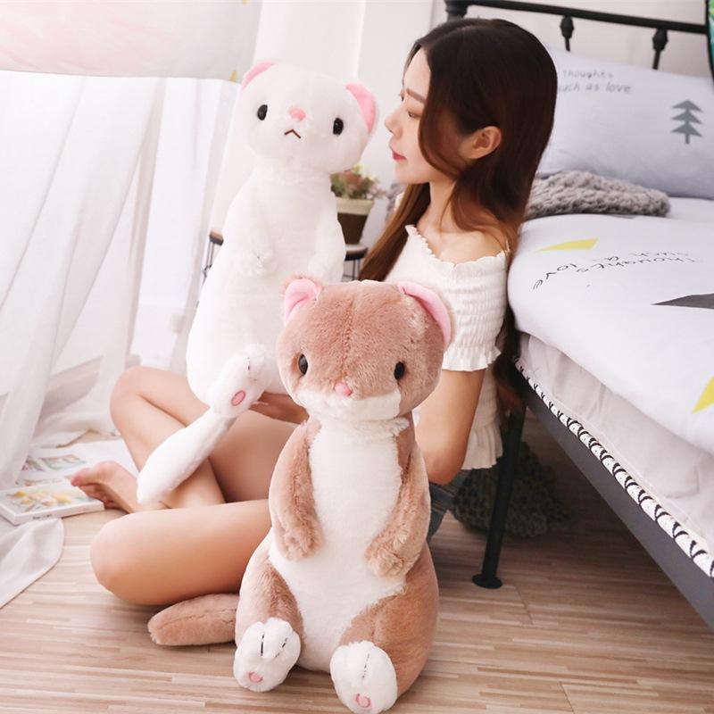 ぬいぐるみ フェレット 可愛らしい動物 50センチ 白 コーヒー色 : 日丸