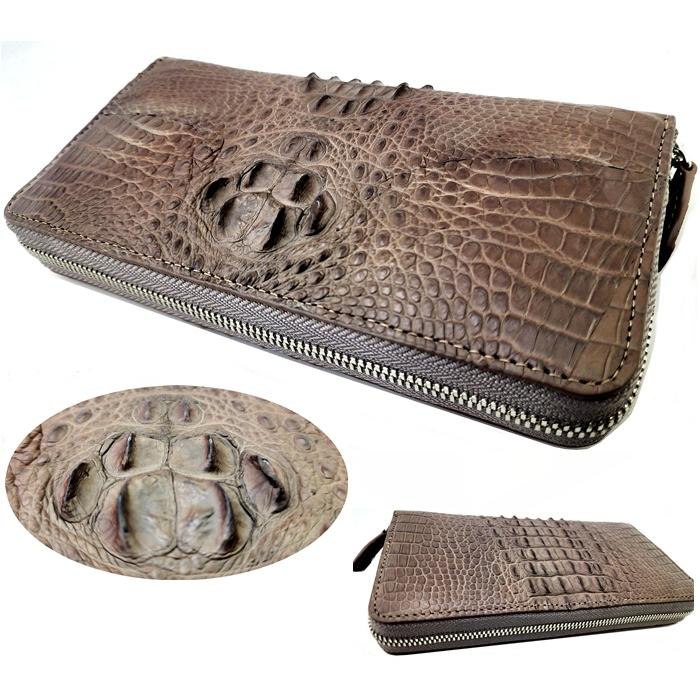 YSAK クロコダイル ラウンドファスナー 長財布 マット仕上げ 小銭入れ