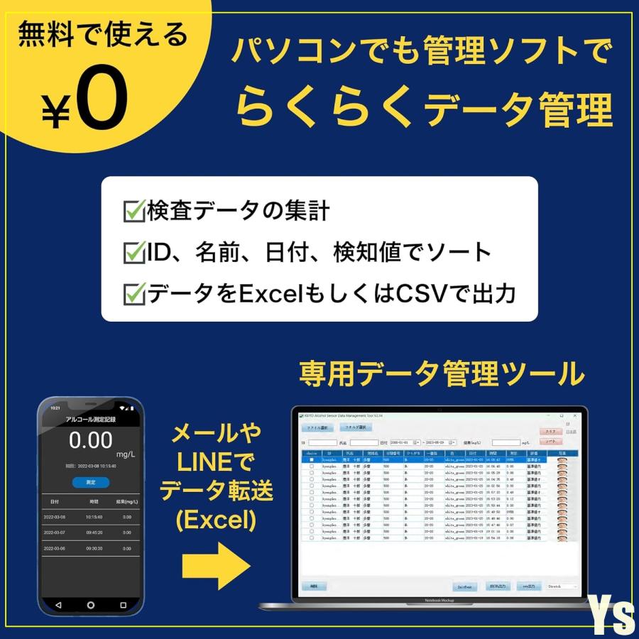 新型アプリ対応モデル KEIYO アルコールチェッカー アルコール検知器協議会 認定商品 1000回測定 スマホやパソコンで簡単データ管理 お得な 5本セット_7