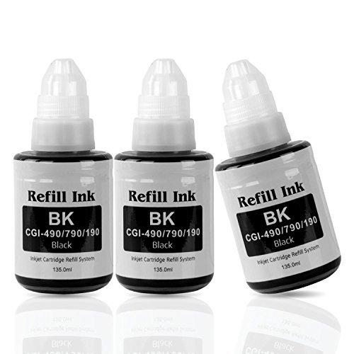 3PK Black Dye Refill Ink 135ml Compatible with GI-290 by ALLINKTONER for PI