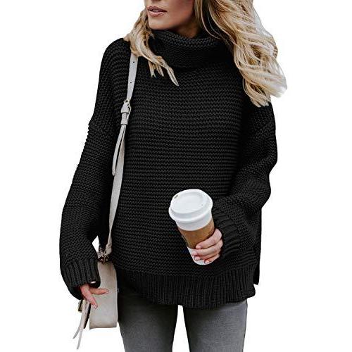 ZKESS Oversized Long Sleeve Turtleneck Sweater for Womens Knit Pullover Swe
