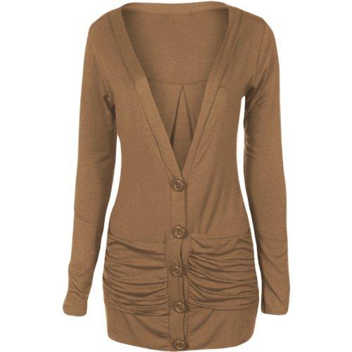 Fashion Wardrobe Womens Cardigan Ladies Button up Blazer Pocket Top Jersey