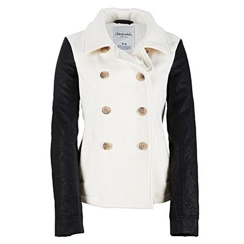 Aeropostale Womens Leather Sleeve Pea Coat, White, Small並行輸入品　送料無料