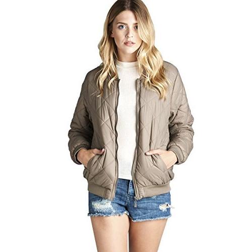 Timestory Ever77 Women’s Quilted Padding Bomber Jacket/TJ1036AC-Khaki,3XL並行