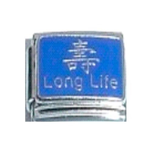 Stylysh Charms LONG LIFE Chinese Symbol Good Luck Enamel Italian Charm Link – 9mm Stainless Steel
