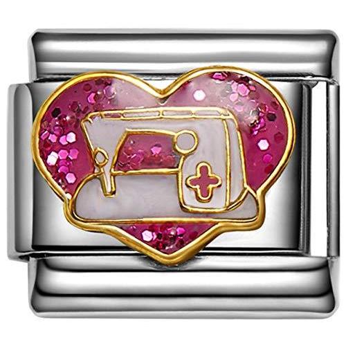 Stylysh Charms SEW Sewing Machine Enamel Italian Charm 9mm Link NC029 Fits