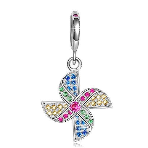 NinaQueen Windmill 925 Sterling Silver Dangle Pendant Charms Fit pand?ra Ch