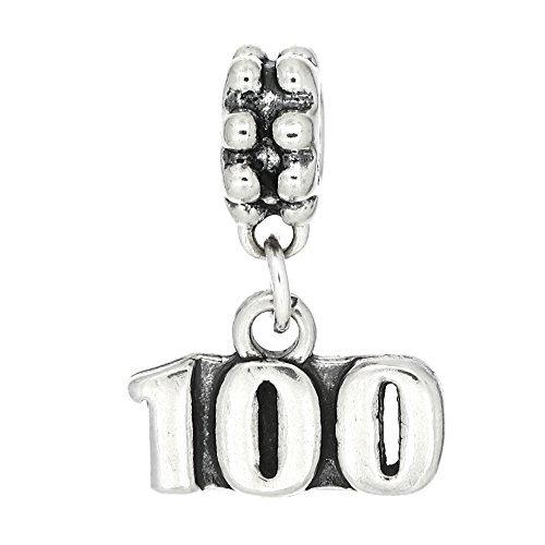 【SEAL限定商品】 Sterling Silver Oxidized Number 100 Charm Dangle Bead並行輸入品　送料無料 長袖