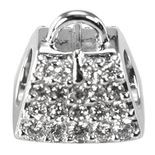 大流行中！ Sterling Buman De Silver Brace Charm Bead-fits Charm Handbag Zirconia Cubic イヤリング