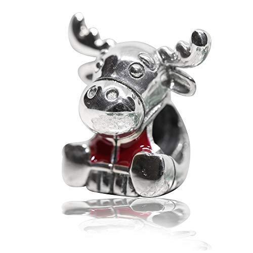 Canada Moose Maple Leaf Authentic 925 Sterling Silver Bead Charm Fits Pando