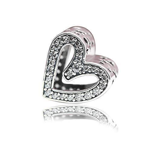当店限定販売Sparkling Freehand Heart Authentic 925 Sterling Silver Bead Charm Fits Pand