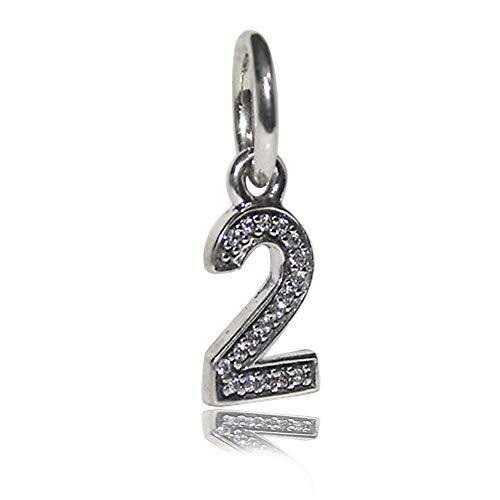 【公式ショップ】Hanging Number Authentic 925 Sterling Silver Bead Charm Fits Pandora Char