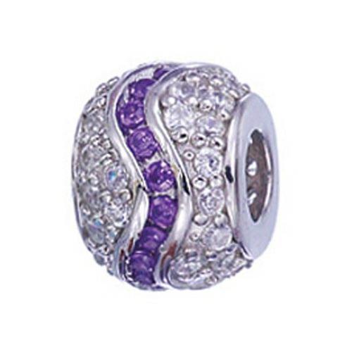 【訳あり】 Purple Silver Sterling Zable White Bead/Charm並行輸入品　送料無料 Compatible Wave CZ イヤリング