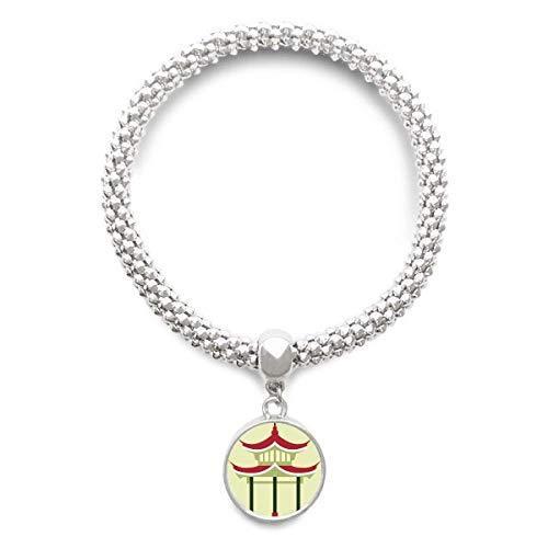 DIYthinker Pavilion China Pattern Sliver Bracelet Pendant Jewelry Chain Adj