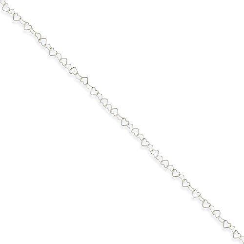 Sterling Silver Fancy Heart Link Anklet Jewelry 10