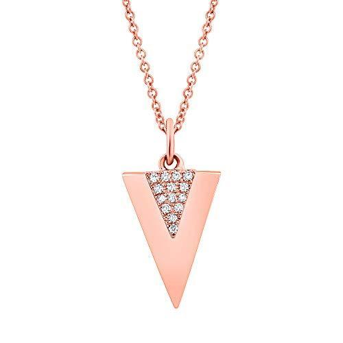 Rachel Koen 14K Rose Gold Diamond Triangle Necklace Sz18 0.03cttw並行輸入品　送料無料