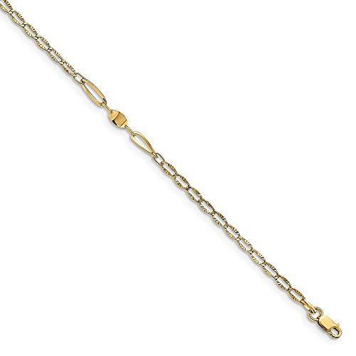 10 inch+1 inch Leslie's 14k Yellow Gold Polished and Shiny-Cut Anklet並行輸入品