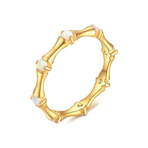 18k Gold Plated Sterling Silver Simulated Opal Rings for Women, Birthday Pr 長袖