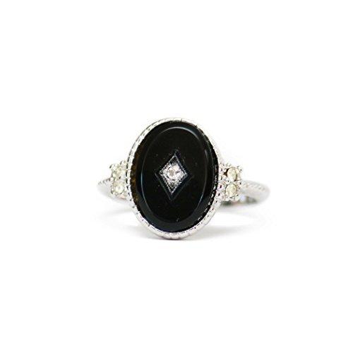 Providence Vintage Jewelry Imitation Onyx Stone Swarovski Crystal Accents 1