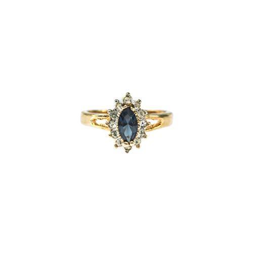 Providence Vintage Jewelry Sapphire & Clear Swarovski Crystal 18k Yellow Go
