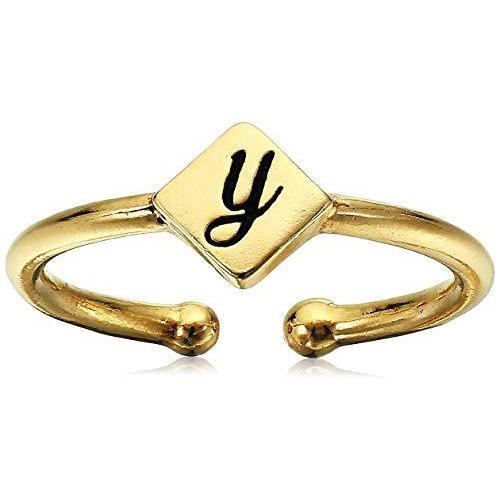 Alex and Ani Women's Initial Y Adjustable Ring, 14kt Gold Plated並行輸入品　送料無料