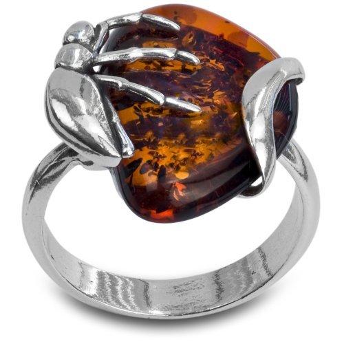 Sterling Silver Amber Insect Designer Ring並行輸入品　送料無料