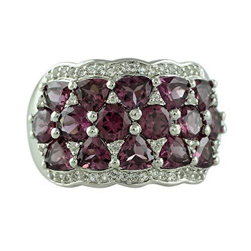 SGL Rhodolite 3.90 Carat Natural Gemstone Event Ring for Women 925 Sterling
