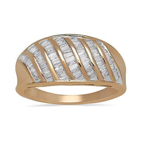 Jewelili Rose Gold Over Sterling Silver Cttw Natural White Baguette Dia