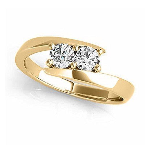 世界的に JewelMore Two-Stone Forever Us Ring 1/2 ct tw Diamonds 14K White, Yellow or イヤリング