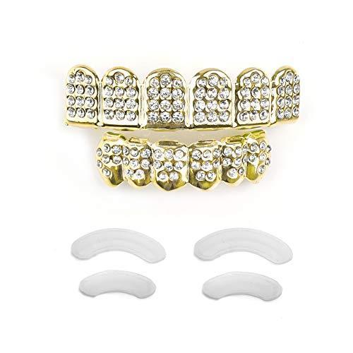 Gold Grillz Teeth Set Best Gift for Son-New Custom Fit 14k Plated Gold Diam｜ysysstore