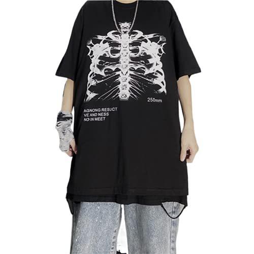 Womens Punk Skeleton Crop Tops Y2K Graphic Goth Vintage Summer