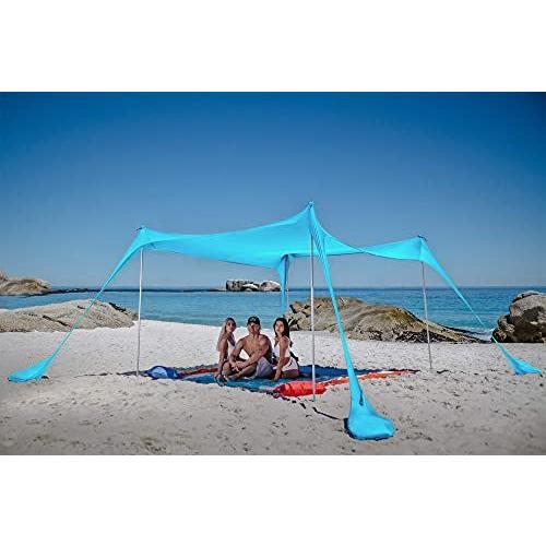 SUN NINJA Pop Up Beach Tent Sun Shelter UPF50+ with Sand Shovel