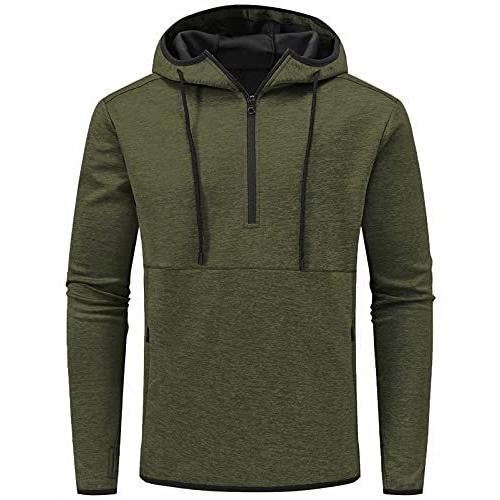 Mens Sports Hoodies Workout Half Zip Pullover Athletic Hooded Sweatshirt Ar