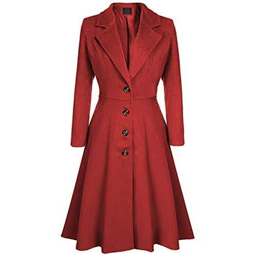 FLITAY Womens’ Lapel Winter Notched Swing Jacket Coat Long Sleeve Casual Pe